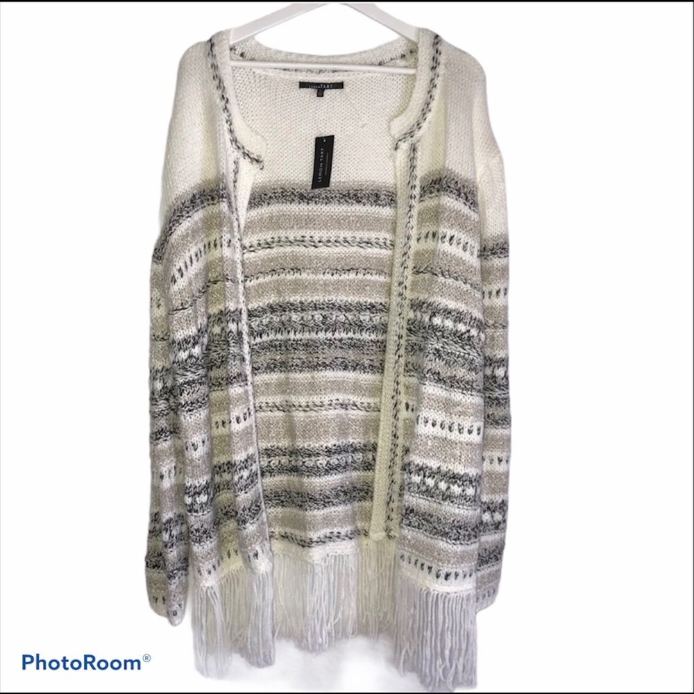 Lemon Tart Boho Fringe Sweater Cardigan Duster